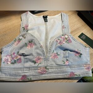 Women's Wild Fable Pink Rose Cropped Denim Vest